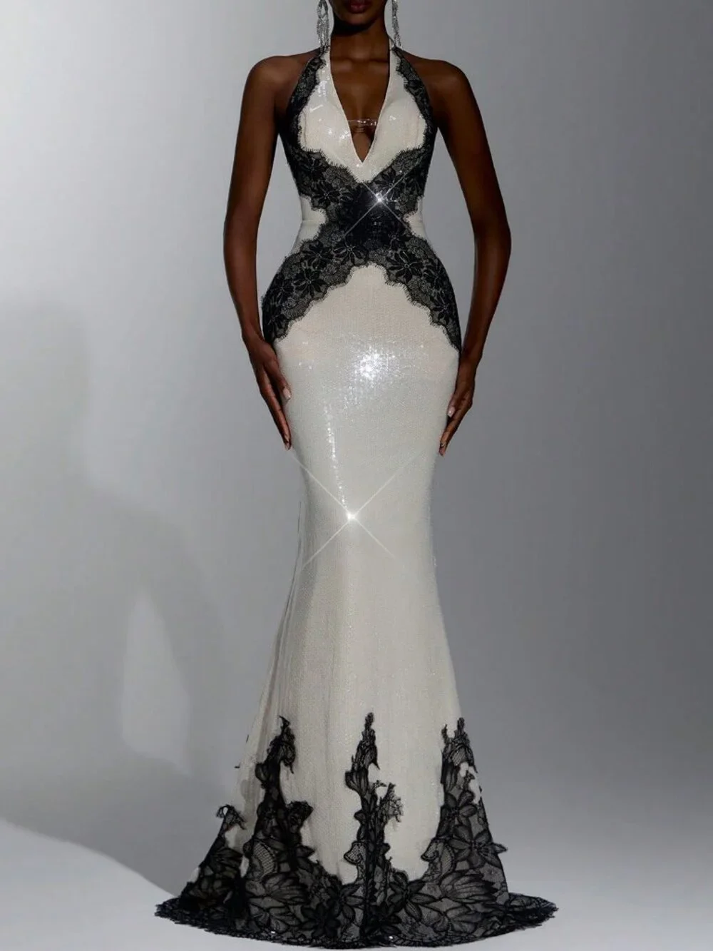 Apricot Elegant Women's Sequin Mermaid Dress